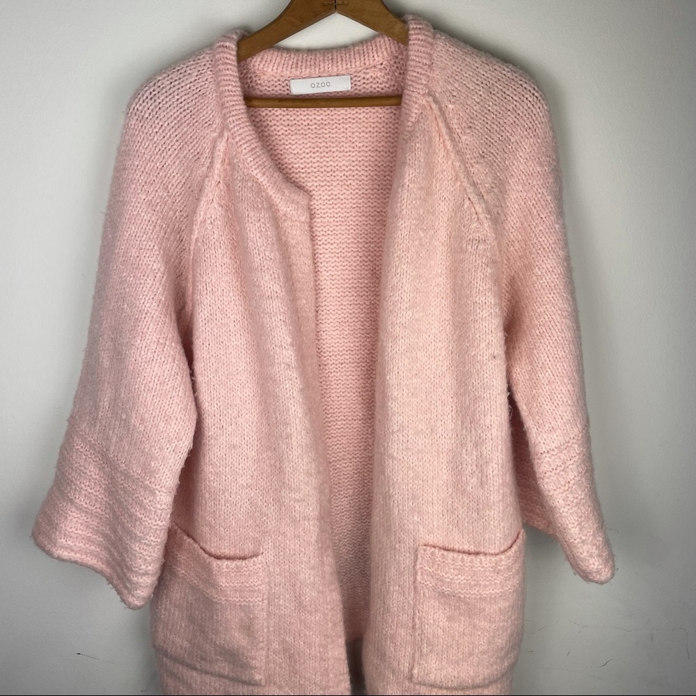 O.Z.O.C Baby Pink Heavy Knit Cardigan Sweater